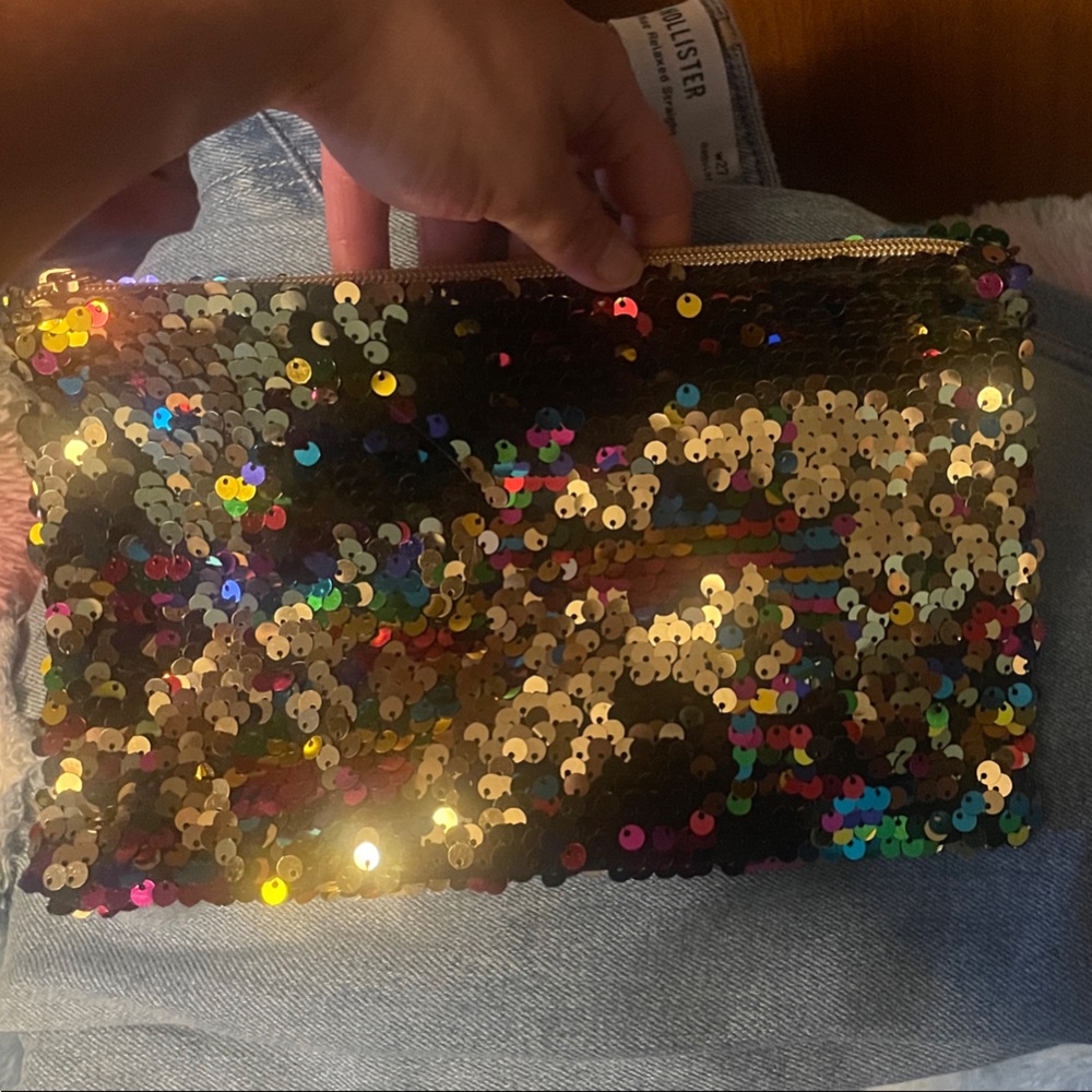 Victoria's Secret Gold and Black Sequin Clutch